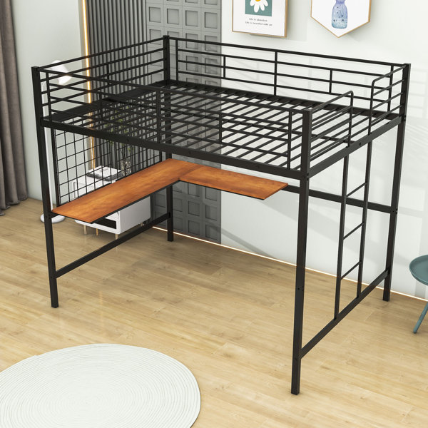 Mason & Marbles Lassen Full Size Metal Loft Bed with Desk And Guardrail